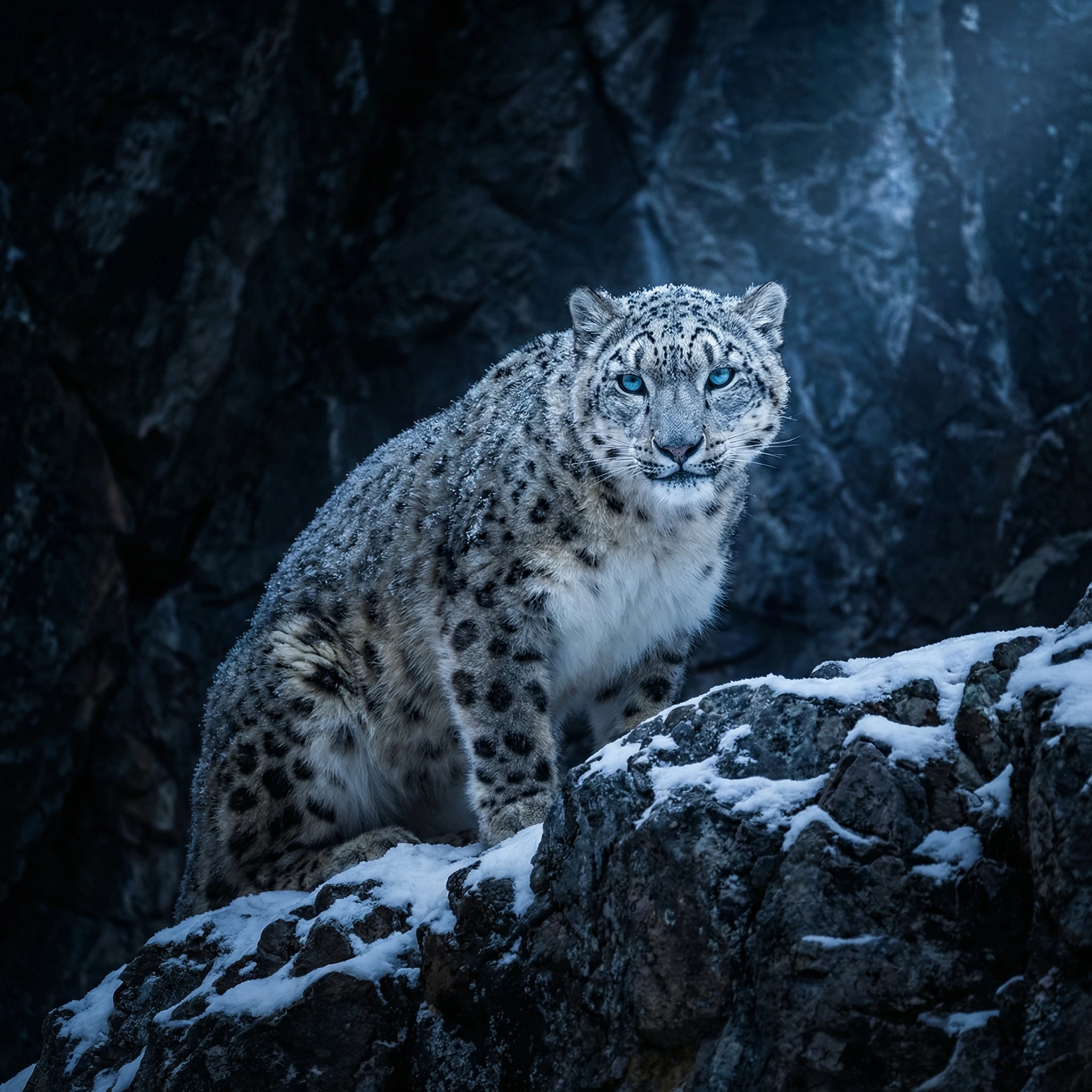 AI-generated snow leopard portrait using Seedream 4.5 model