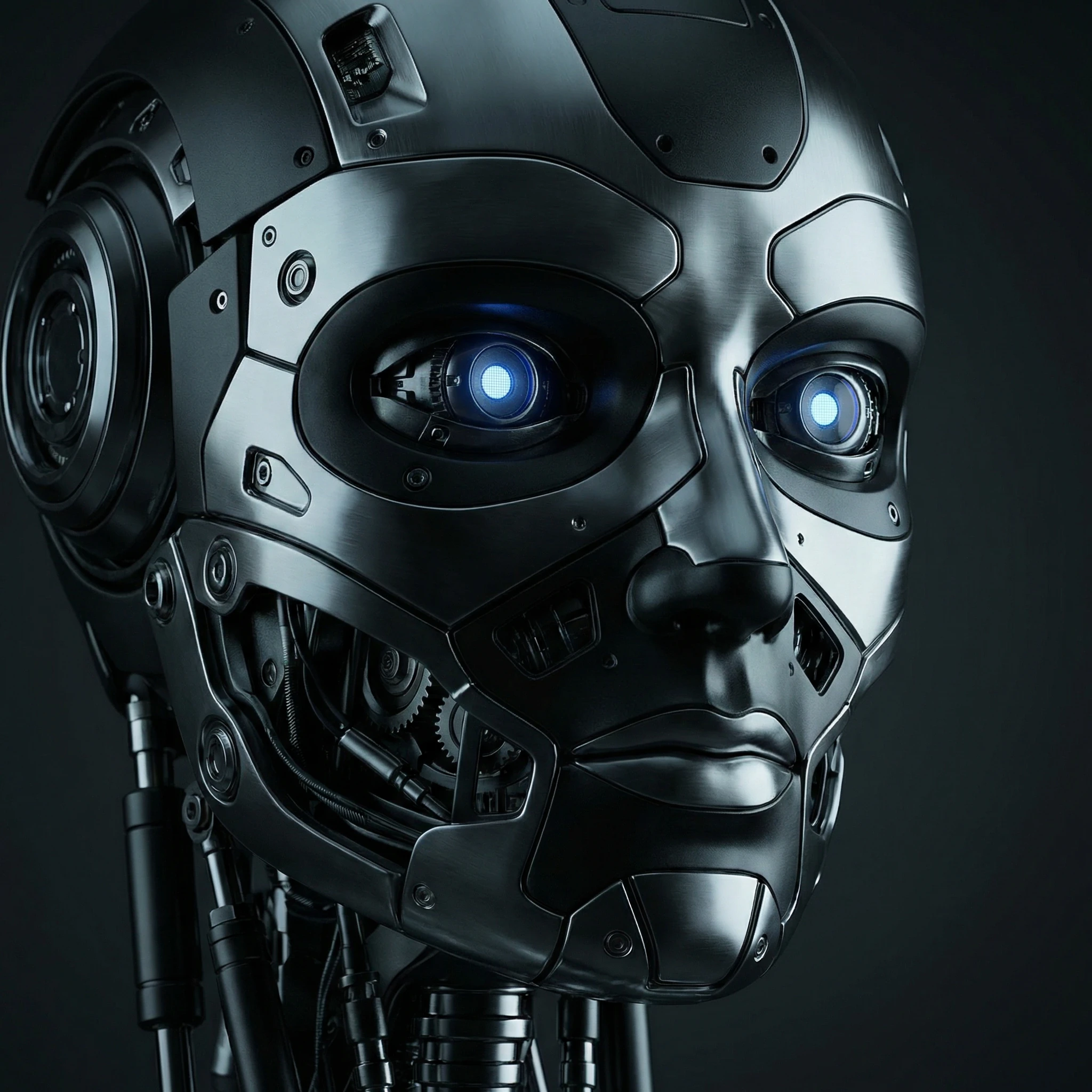 AI-generated mechanical portrait using Flux Kontext editing model