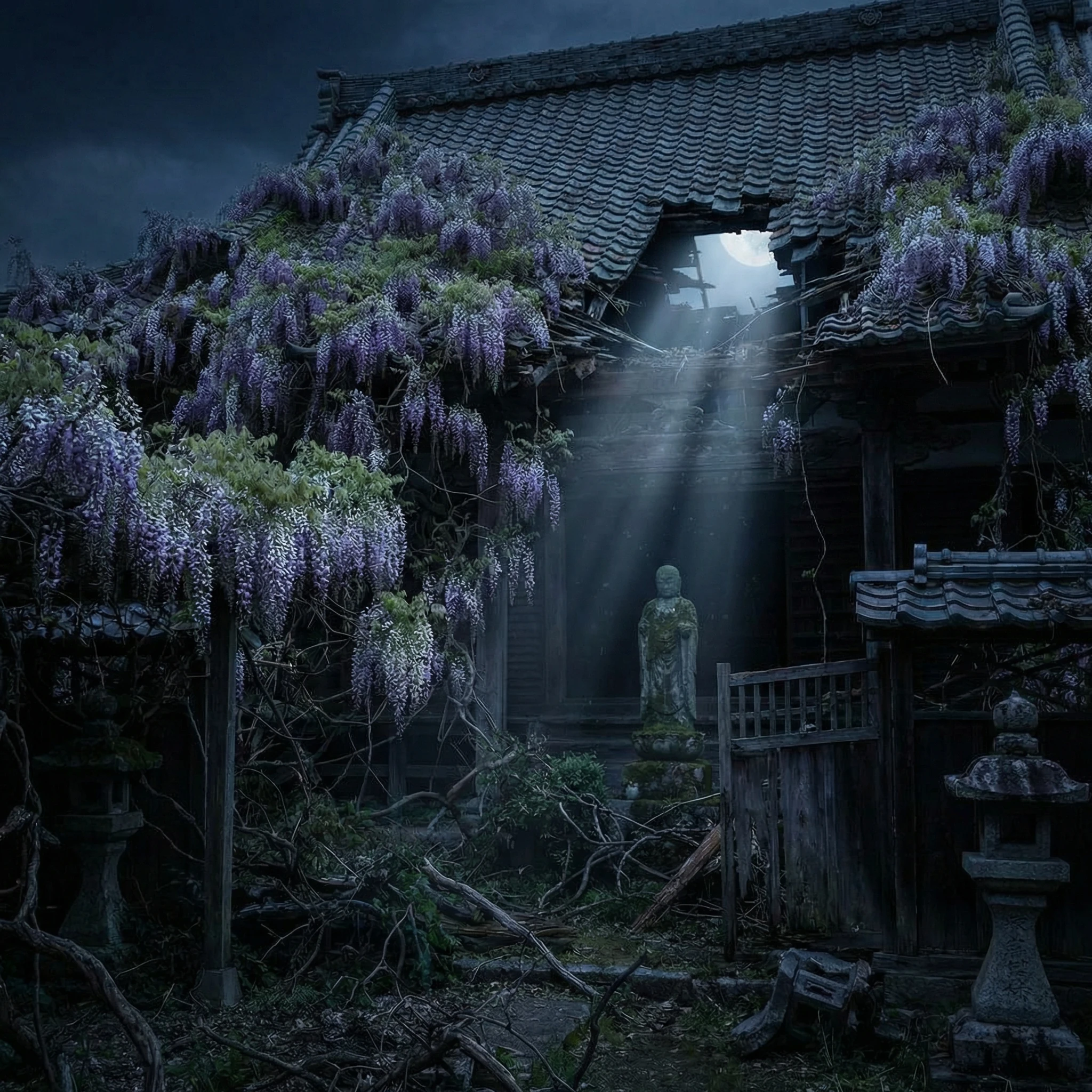 AI-generated moonlit temple scene using Seedream 4.5 model